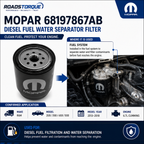 Mopar 68197867AB Diesel Fuel Water Separator Filter for Ram 6.7L Cummins 2013–2018