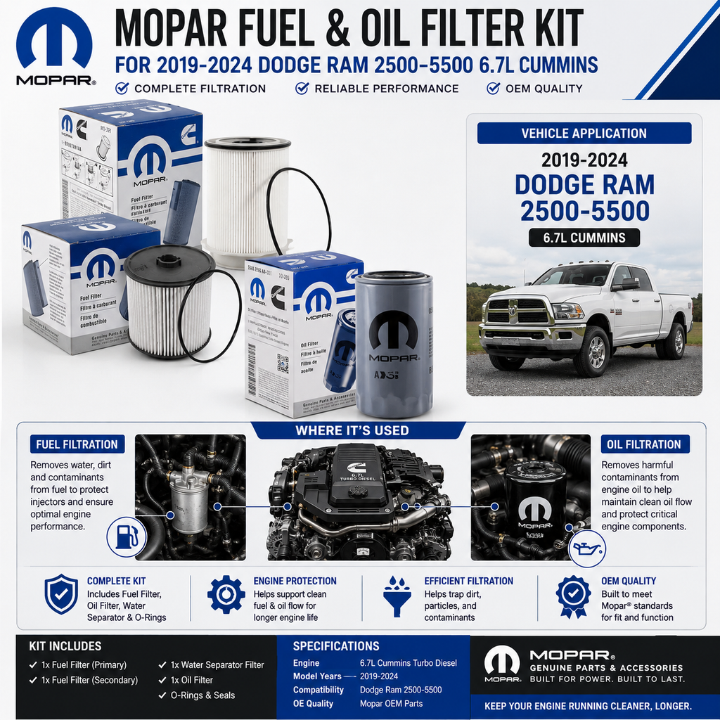 Mopar 2019-2024 Dodge Ram 2500-5500 6.7L Cummins Fuel And Oil Kit OEM