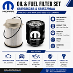 Mopar Oil & Fuel Filter Set 68197867AB & 68157291AA for 2013–2018 Ram 2500–5500 6.7L Cummins