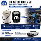 Mopar Oil & Fuel Filter Set 68197867AB & 68157291AA for 2013–2018 Ram 2500–5500 6.7L Cummins