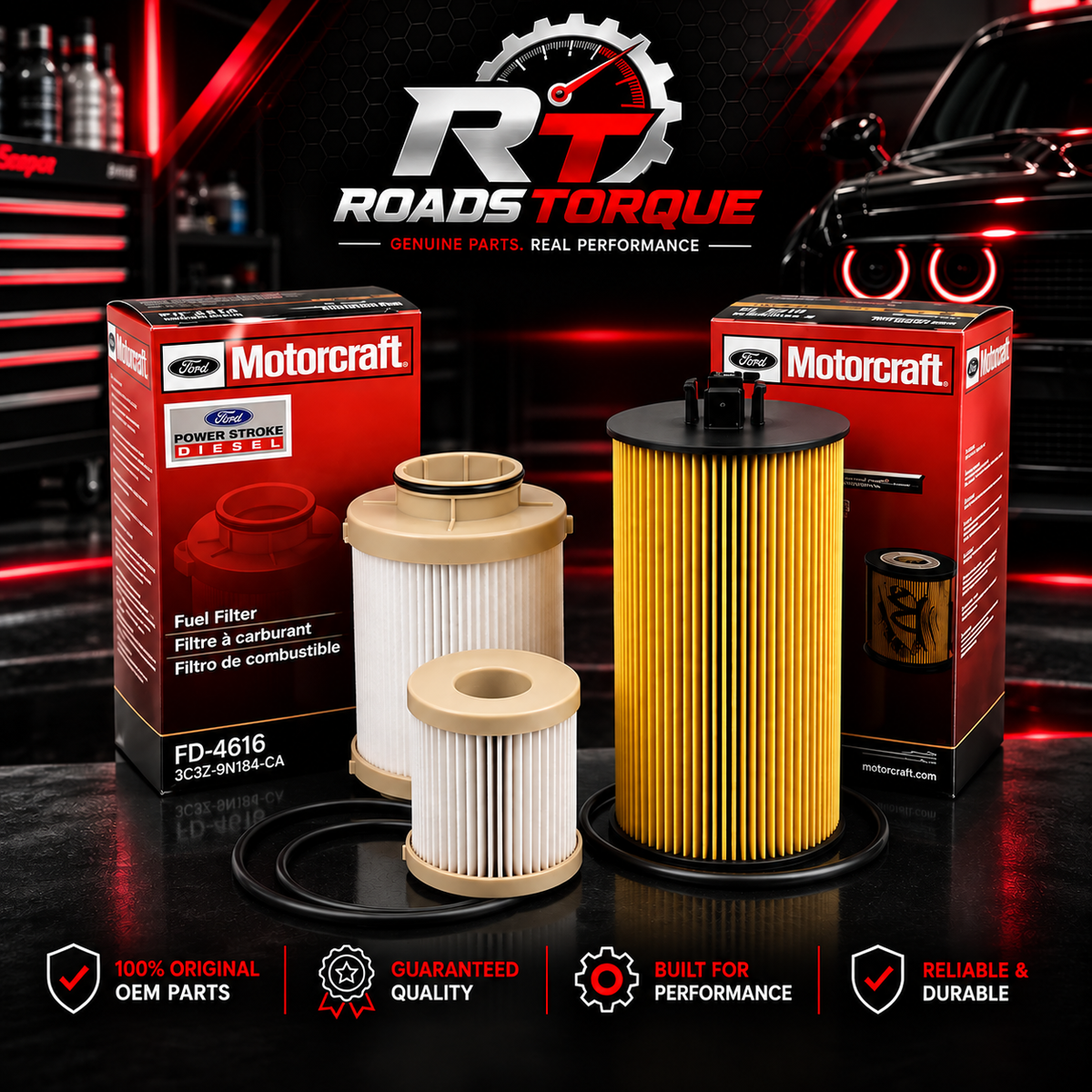 Motorcraft FL2016 Oil Filter & FD4616 Fuel Filter Set for Ford 6.0L Powerstroke
