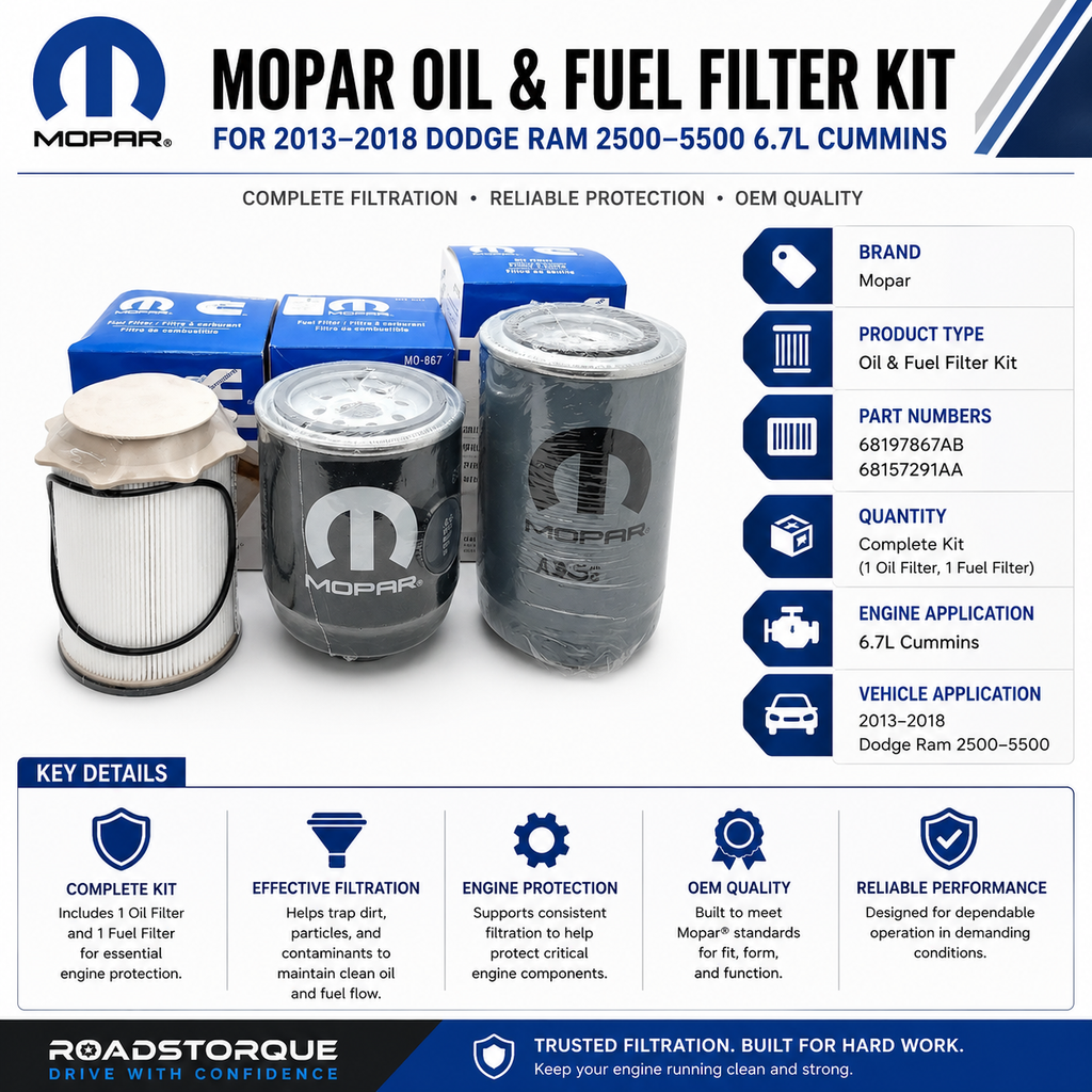 Mopar Oil & Fuel Filter Kit for 2013–2018 Dodge Ram 2500–5500 6.7L Cummins
