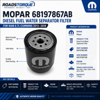Mopar 68197867AB Diesel Fuel Water Separator Filter for Ram 6.7L Cummins 2013–2018