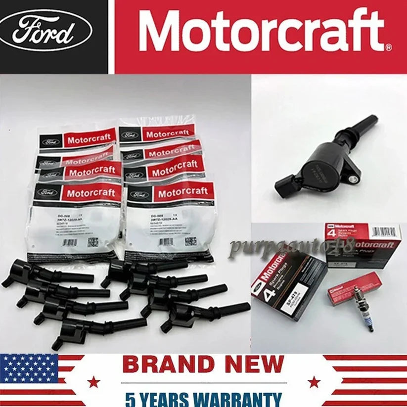8 Set Motorcraft DG508 Ignition Coils & SP479 Spark Plugs for Ford F150 4.6L 5.4L